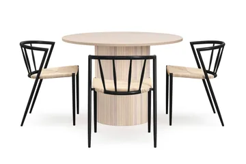 Kopparbo Matbord 106 cm med 4 Winston Matstolar - White / Beige / Metallben Svart - Products - Möbler - Bord & matgrupp - Matgrupp