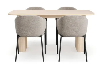 Kopparbo Matbord 160 cm med 4 Filip Matstolar - White / Taupe Bouclé - Products - Möbler - Bord & matgrupp - Matgrupp