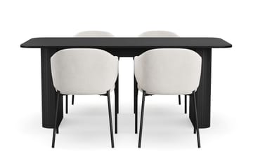 Kopparbo Matbord 180-240 cm Förlängningsbart med 4 Filip Matstolar - Svart / Vit Bouclé - Products - Möbler - Bord & matgrupp - Matgrupp