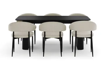 Kopparbo Matbord 180-240 cm Förlängningsbart med 6 Sawako Stolar - Svart - Products - Möbler - Bord & matgrupp - Matgrupp