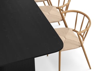Kopparbo Matbord 180-240 cm Förlängningsbart med 6 Winston Matstolar - Svart / Beige / Metallben Ek - Products - Möbler - Bord & matgrupp - Matgrupp