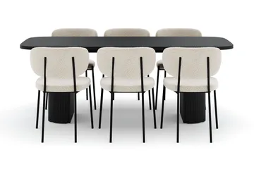 Kopparbo Matbord 200 cm med 6 Gemmiano Stolar - Svart - Products - Möbler - Bord & matgrupp - Matgrupp