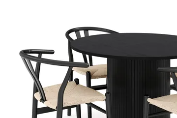 Kopparbo Matgrupp 106 cm Rund med 4 Dastoori Matstol - 2220067-4,2229318-1 - Svart - Products - Möbler - Bord & matgrupp - Matgrupp