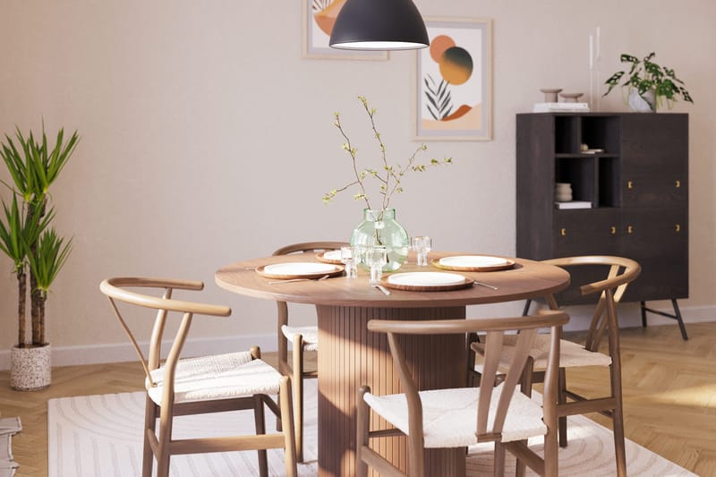 Kopparbo Matgrupp 120 cm Rund med 4 Dastoori Matstol - Mörkbrun - Products - Möbler - Bord & matgrupp - Matgrupp