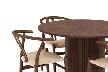 Kopparbo Matgrupp 120 cm Rund med 4 Dastoori Matstol - Mörkbrun - Products - Möbler - Bord & matgrupp - Matgrupp