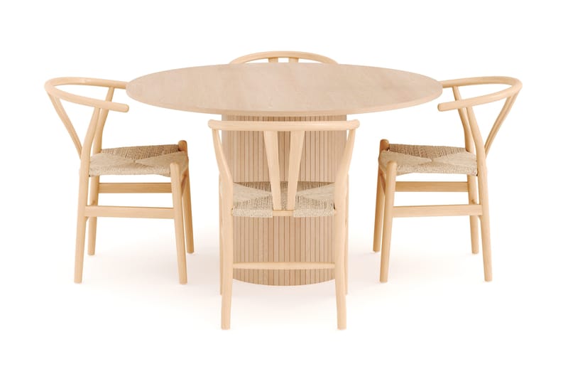 Kopparbo Matgrupp 130 cm Rund med 4 Dastoori Matstolar - Beige - Products - Möbler - Bord & matgrupp - Matgrupp