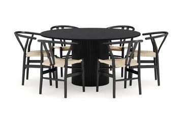 Kopparbo Matgrupp 150 cm Rund med 6 Dastoori Matstol - 2220067-6,2229296-1 - Svart - Products - Möbler - Bord & matgrupp - Matgrupp