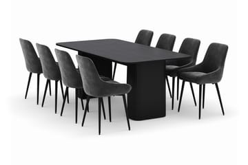 Kopparbo Matgrupp 200-206cm med 8 Alsarp Matstolar - Svart - Products - Möbler - Bord & matgrupp - Matgrupp