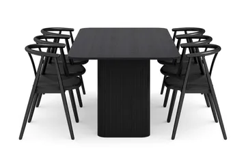 Kopparbo Matgrupp 200-260 cm Förlängningsbart med 6 Cytie Karmstolar - Svart - Products - Möbler - Bord & matgrupp - Matgrupp