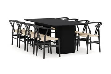 Kopparbo Matgrupp förlängningsbart 200-260 cm med 8 Dastoori Matstol - 2220067-8,2229312-1 - Svart - Products - Möbler - Bord & matgrupp - Matgrupp