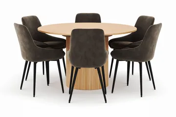 Kopparbo Rund Matgrupp 130-150 cm 6 Alsarp Matstolar - Natural - Products - Möbler - Bord & matgrupp - Matgrupp