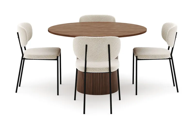 Kopparbo Runt Matbord 120 cm med 4 Gemmiano Stolar - Mörkbrun - Products - Möbler - Bord & matgrupp - Matgrupp