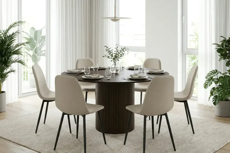 Kopparbo Runt Matbord 130 cm Fanér - Rökt ek - Products - Möbler - Bord & matgrupp - Matbord & köksbord