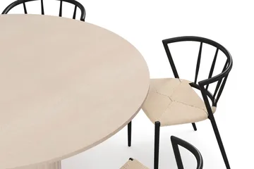 Kopparbo Runt Matbord 150 cm med 6 Winston Matstolar - Vit / Beige / Metallben Svart - Products - Möbler - Bord & matgrupp - Matgrupp