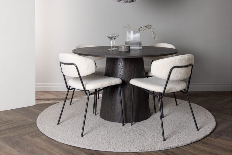 Lanzo Matgrupp 120 cm Rund med 4 Chico Stolar - Mocca - Products - Möbler - Bord & matgrupp - Matgrupp