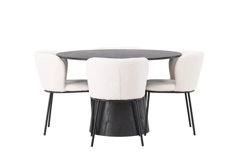 Lanzo Matgrupp 120 cm Rund med 4 Edina Stolar, Mocca