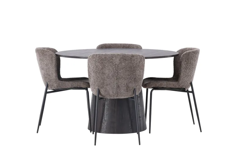 Lanzo Matgrupp 120 cm Rund med 4 Modesto stolar - Svart - Products - Möbler - Bord & matgrupp - Matgrupp