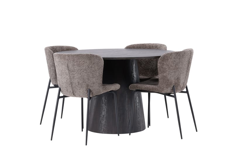 Lanzo Matgrupp 120 cm Rund med 4 Modesto stolar - Svart - Products - Möbler - Bord & matgrupp - Matgrupp