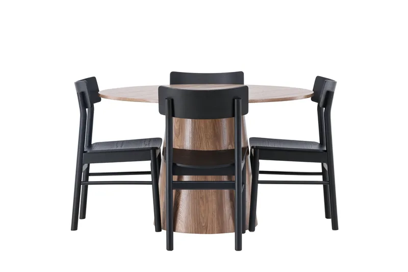 Lanzo Matgrupp 120 cm Rund med 4 Montros Stolar, Natur