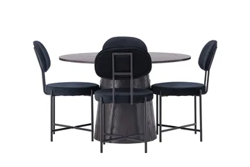 Lanzo Matgrupp 120 cm Rund med 4 Stella stolar - Svart - Products - Möbler - Bord & matgrupp - Matgrupp