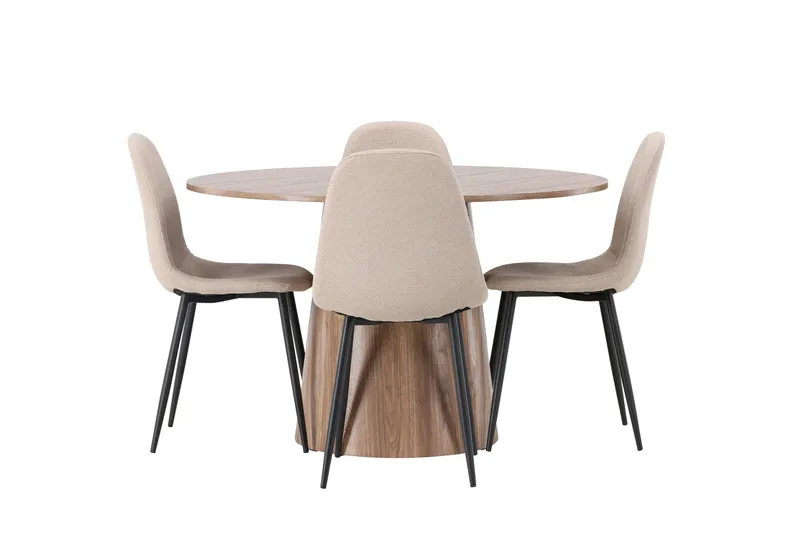 Lanzo Matgrupp 120 cm Rund med 4 Polar Stolar, Natur