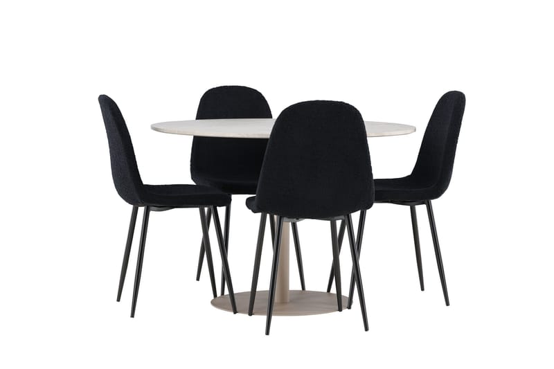 Lycke Matgrupp 110 cm Rund med 4 Polar stolar - Beige/Svart - Products - Möbler - Bord & matgrupp - Matgrupp