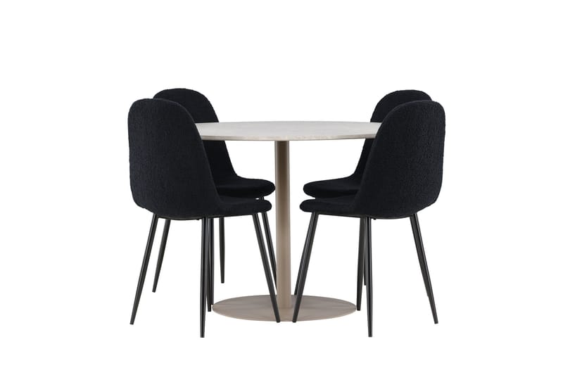 Lycke Matgrupp 110 cm Rund med 4 Polar stolar - Beige/Svart - Products - Möbler - Bord & matgrupp - Matgrupp