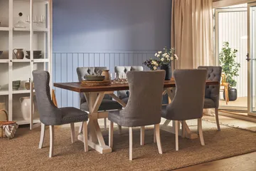 Lyon Förlängningsbar Matgrupp 200 cm inkl 6 Bergviken Stolar - Brun/Vit - Products - Möbler - Bord & matgrupp - Matgrupp