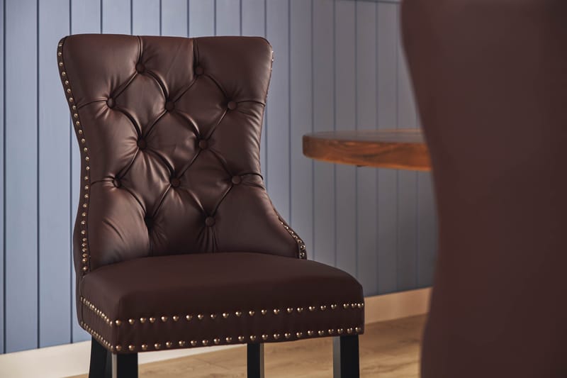 Lyon Matgrupp 120 cm Rund inkl 4 Bergviken Stolar Konstläder - Brun - Products - Möbler - Bord & matgrupp - Matgrupp