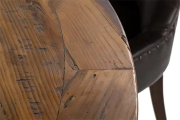 Lyon Matgrupp 150 cm Rund Mörkt trä med 6 Tuva Stolar - Vintage Alm / Brun Pu - Products - Möbler - Bord & matgrupp - Matgrupp