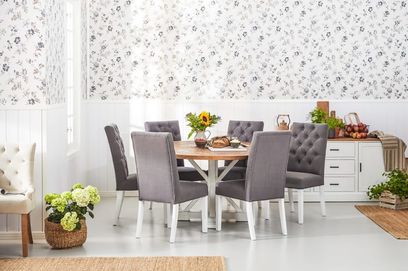 Lyon Runt Matbord 150 cm - Vintage / Natur / Vit / Trä - Products - Möbler - Bord & matgrupp - Matbord & köksbord