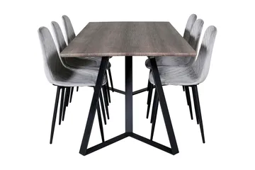 Malvina Matgrupp 180 cm inkl 6 Ypas Stolar - Grå/Svart - Products - Möbler - Bord & matgrupp - Matgrupp
