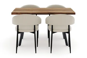 Marcelen Matbord Förlängningsbart med 4 Sawako Stolar - Brun - Products - Möbler - Bord & matgrupp - Matgrupp