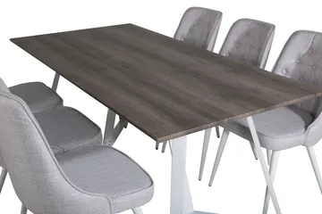 Marina Matgrupp 180 cm Rektangulär med 6 Velvet Deluxe stolar - Ljusgrå - Products - Möbler - Bord & matgrupp - Matgrupp