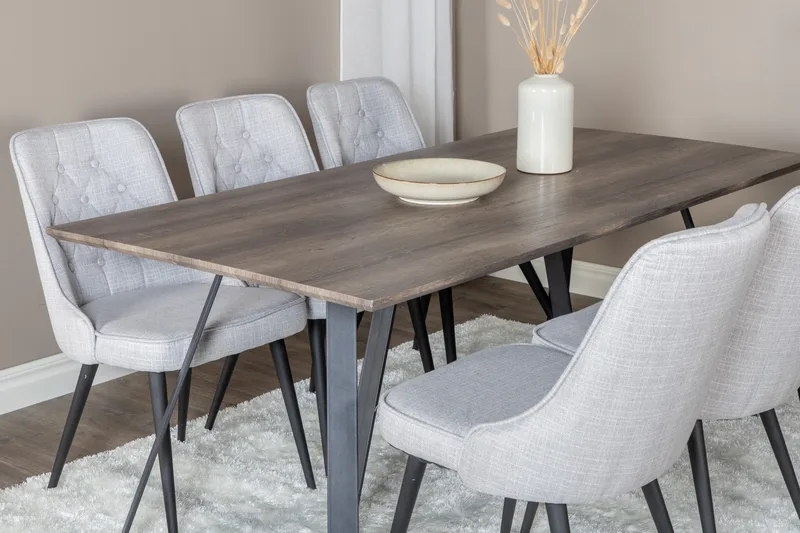 Marina Matgrupp 180 cm Rektangulär med 6 Velvet Deluxe stolar - Svart - Products - Möbler - Bord & matgrupp - Matgrupp