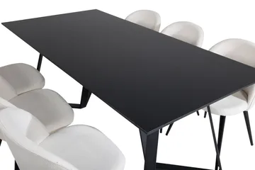 Marina Matgrupp 180 cm Rektangulär med 6 Velvet stolar - Beige - Products - Möbler - Bord & matgrupp - Matgrupp