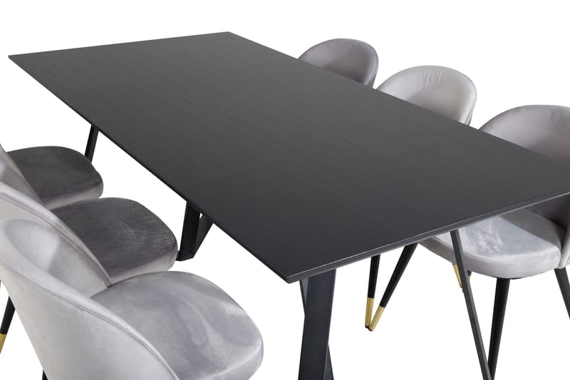 Marina Matgrupp 180 cm Rektangulär med 6 Velvet stolar - Svart - Products - Möbler - Bord & matgrupp - Matgrupp