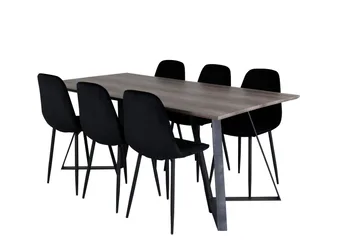 Marina Matgrupp 180 cm Rektangulär med 6 Polar stolar - Svart - Products - Möbler - Bord & matgrupp - Matgrupp