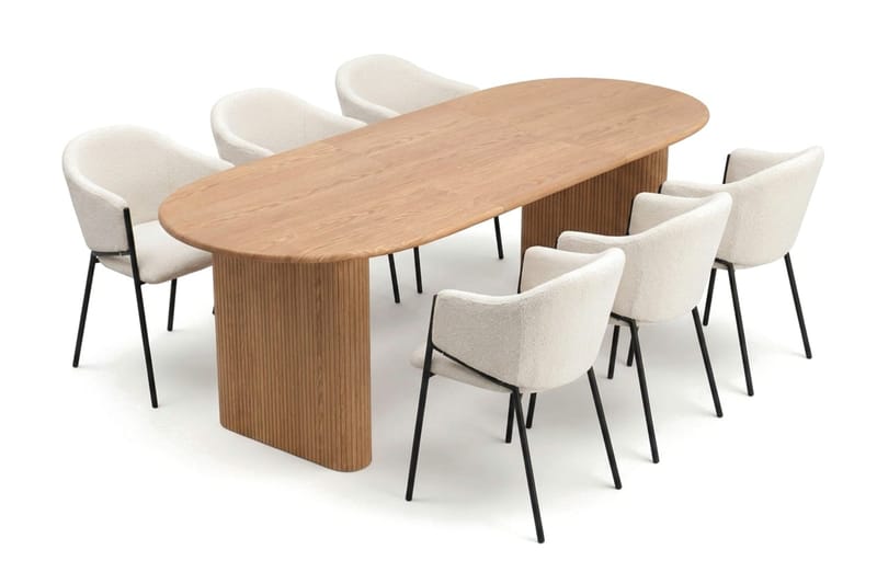Noira Matgrupp förlängningsbart 160-220 cm Ek med 6 Filip Matstolar - Ek - Products - Möbler - Bord & matgrupp - Matgrupp