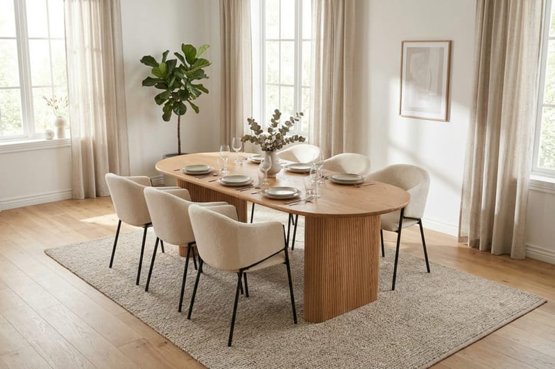 Noira Matgrupp förlängningsbart 160-220 cm Ek med 6 Filip Matstolar - Ek - Products - Möbler - Bord & matgrupp - Matgrupp