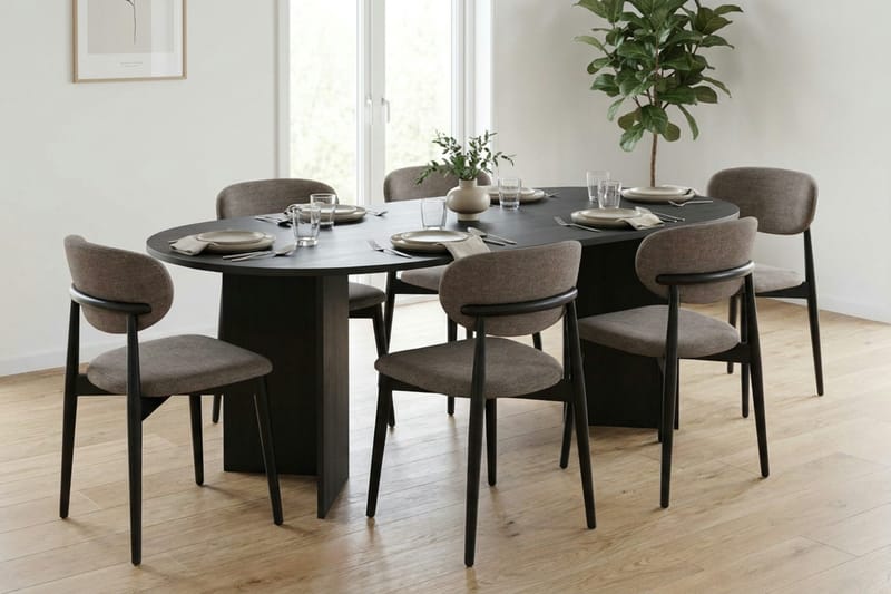 Vera Matgrupp rektangulärt 220 cm Svart med 6 Molly Matstolar - Svart - Products - Möbler - Bord & matgrupp - Matgrupp