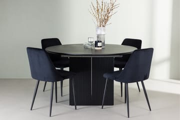 Matilda Matgrupp 130 cm Rund med 4 Night Stolar - Svart - Products - Möbler - Bord & matgrupp - Matgrupp