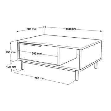 Nilena Soffbord 90x37,6x60 cm - Ek och vitt - Products - Möbler - Bord & matgrupp - Soffbord