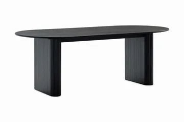 Noira Ovalt Matbord 220 cm Svart +  6 st Nibe stol beige med valnöt ben - Svart/Beige - Products - Möbler - Bord & matgrupp - Matgrupp