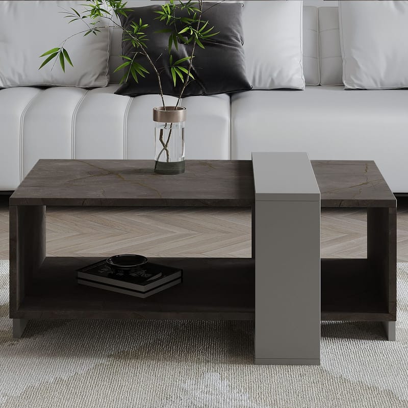 Norell Soffbord 90x40x49 cm - Gordion Marble och Grey - Products - Möbler - Bord & matgrupp - Soffbord