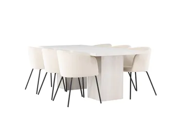 Olga Matgrupp 200 cm Rektangulär med 6 Berit Stolar - Beige - Products - Möbler - Bord & matgrupp - Matgrupp