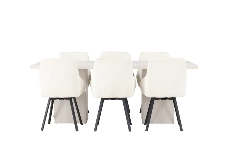 Olga Matgrupp 200 cm Rektangulär med 6 Rosie Stolar - Vit - Products - Möbler - Bord & matgrupp - Matgrupp