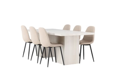 Olga Matgrupp 200 cm Rektangulär med 6 Polar Stolar - Beige - Products - Möbler - Bord & matgrupp - Matgrupp