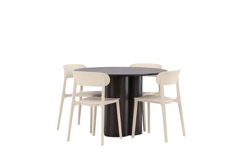 Olivia Matgrupp 110 cm Rund med 4 Åstol stolar - Beige - Products - Möbler - Bord & matgrupp - Matgrupp