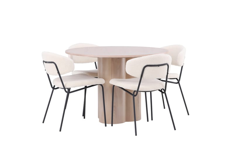 Olivia Matgrupp 110 cm Rund med 4 Chico Stolar - Whitewash - Products - Möbler - Bord & matgrupp - Matgrupp